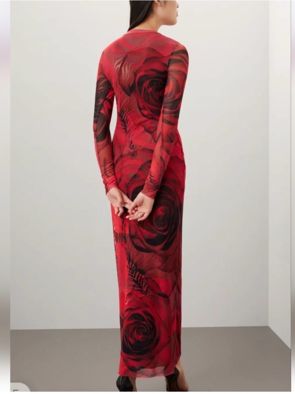 AFRM Women’s Vibrant Rose & Abstract Print Long Sleeve Dress - Picture 5 of 5